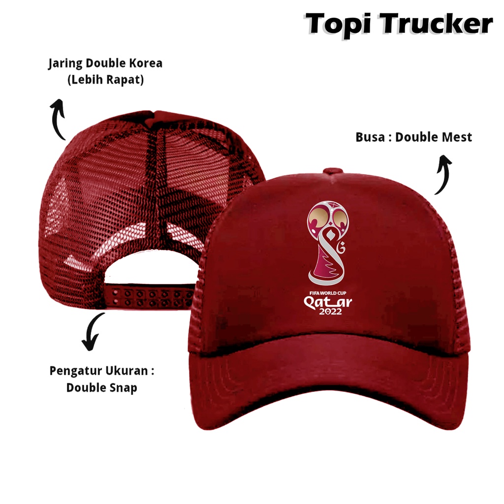 Topi Jaring Topi Trucker Sablon DTF Fifa World Cup 2022 Qatar Untuk Pria dan Wanita Banyak Warna Kualitas Distro