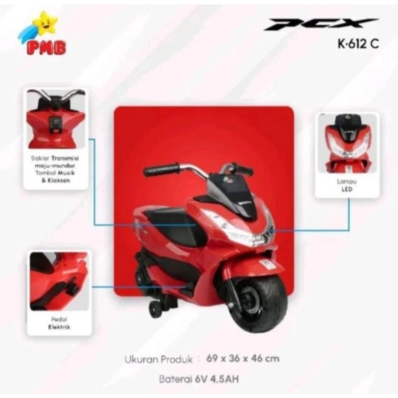 Mainan motor aki anak PCX Mini PMB K 612 C