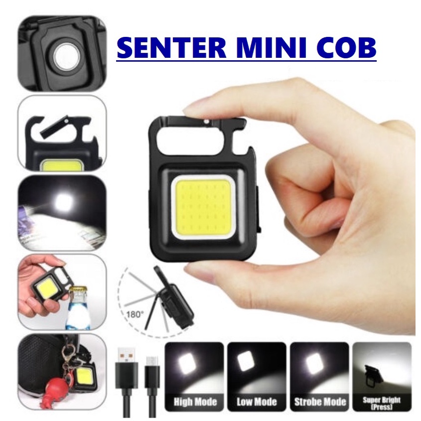 Lampu Senter Mini LED Gantungan + Magnet Super Terang Flashlight LED Portable Cas USB Charger Rechargeable Led Senter Saku Portabel Lampu Darurat ORIGINAL