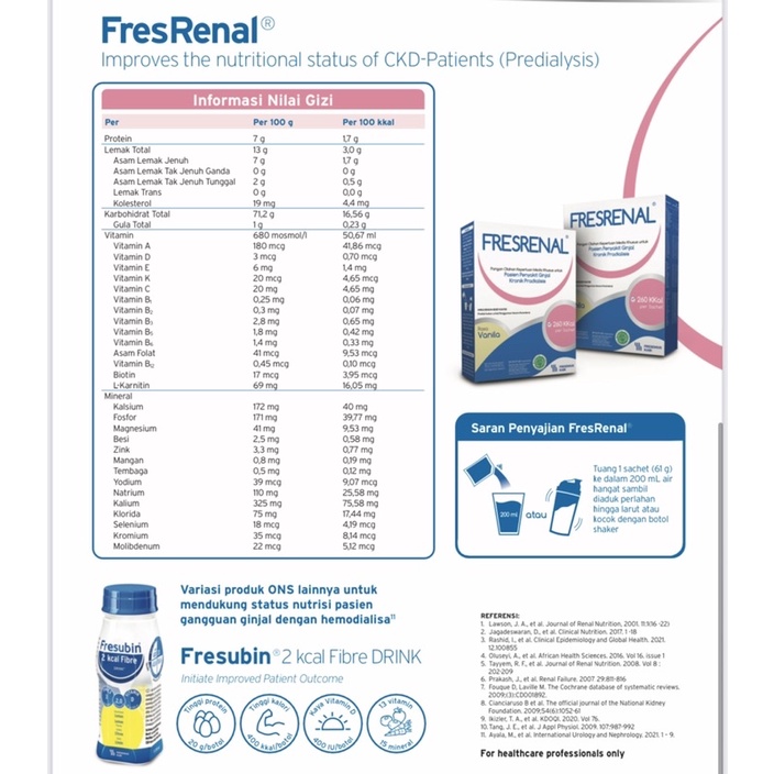 Fresrenal 183 gram ( susu nutrisi lengkap gagal ginjal hemodialisa )
