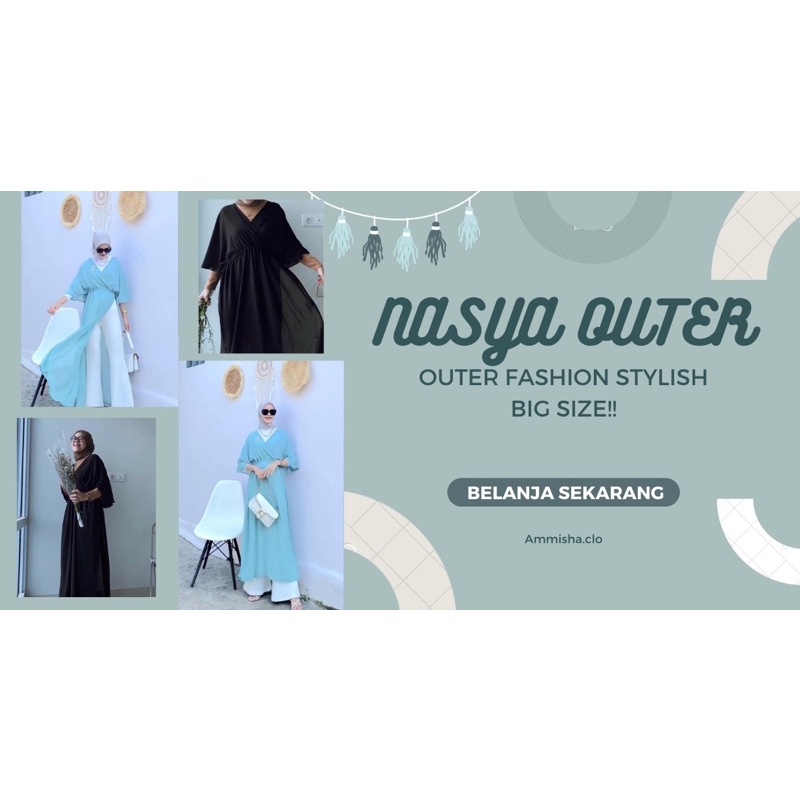 [ COD ] Nasya Outer Muslimah Kekinian | Fashion Muslim Cardigan Dress Bahan Cerutty |