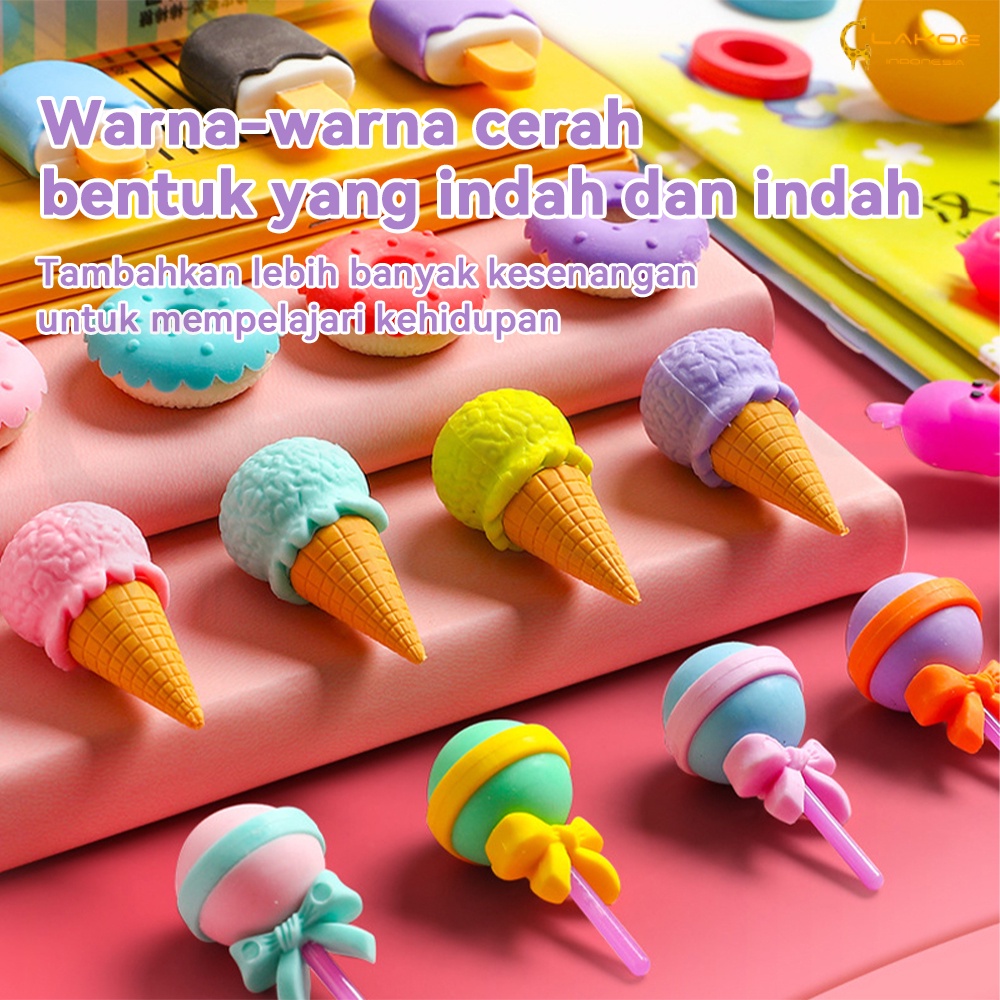 Penghapus pensil model ice cream donat lollipop penghapus lucu