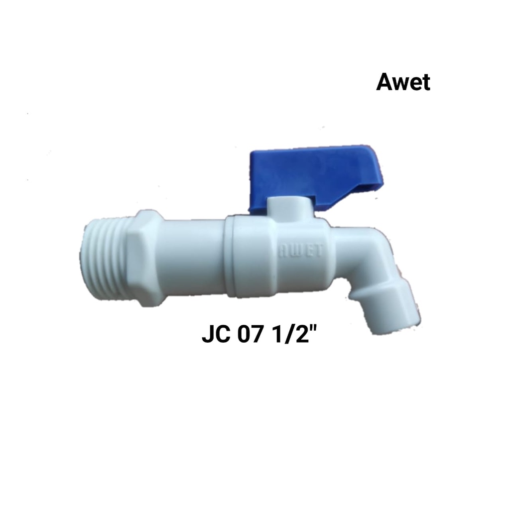 Kran Tembok Plastik PVC AWET JC 07 1/2" ( Model Kran BC )