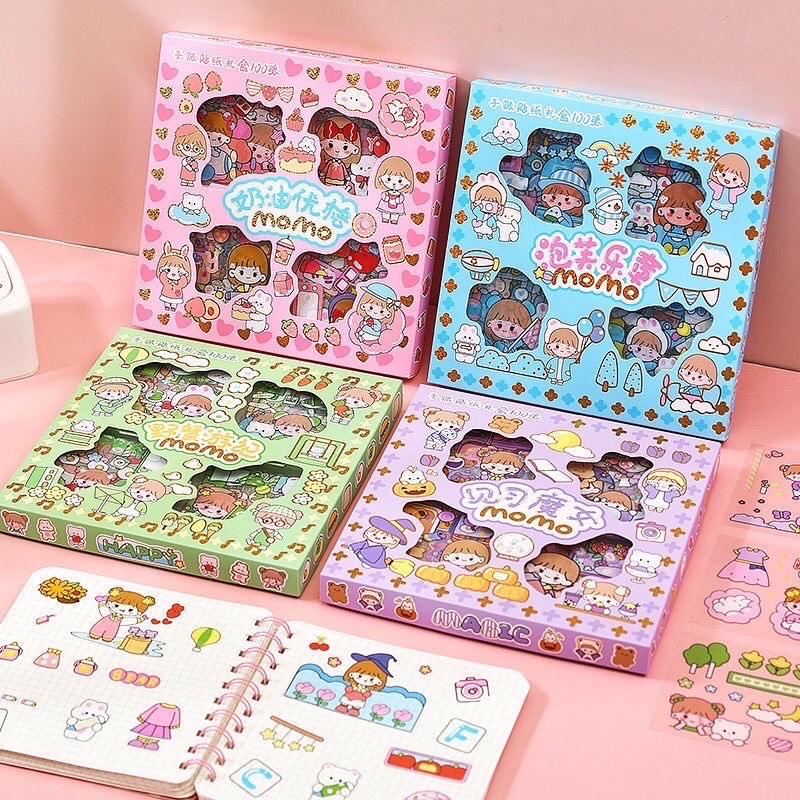 

Sticker Decoration Momo Aesthetic Motif Kartun Korea Anti Air • Cciyl.Wear •