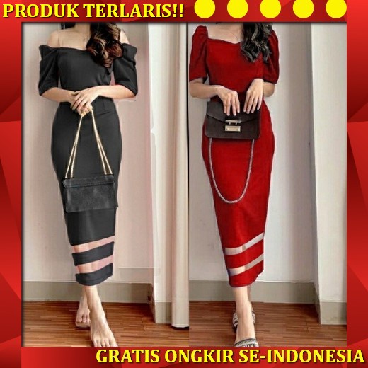 Dress Natal Wanita Terbaru Korea Baju Pesta Imlek Merah Casual Dress Gaun Batik Modern Kekinian Dres