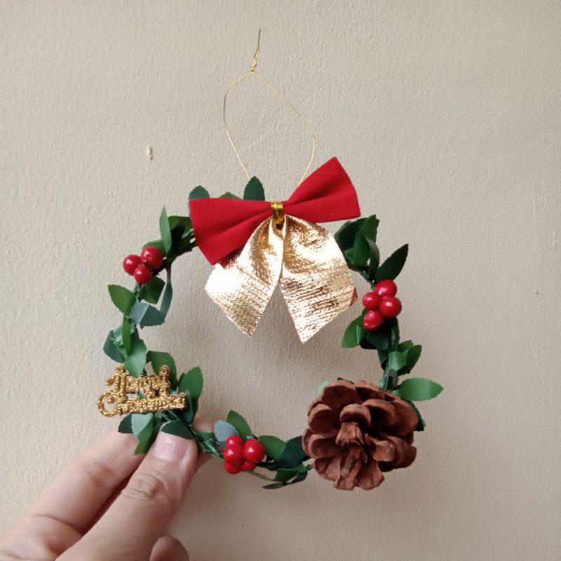 Hiasan KRANS MINI Natal Dekorasi Pintu Aksesoris Dinding Pohon Natal Christmas Garland Lingkaran