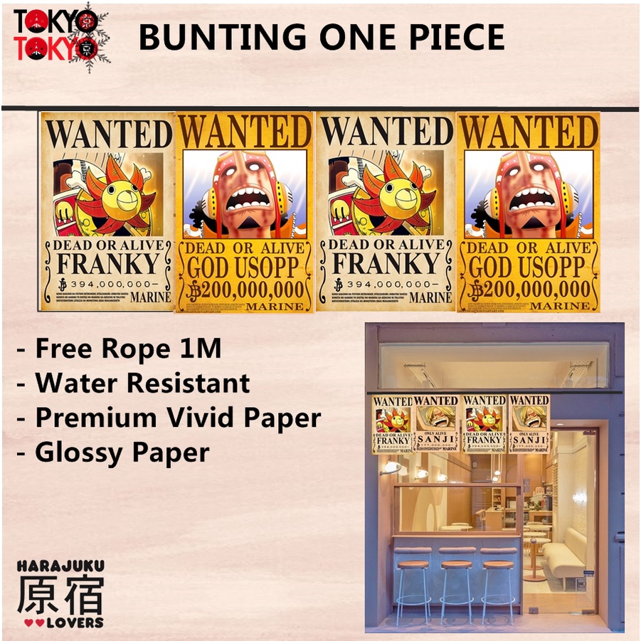 Banner Bunting Flag Noren Anime Edition - One Piece Sunny Go + God Usopp Sogeking