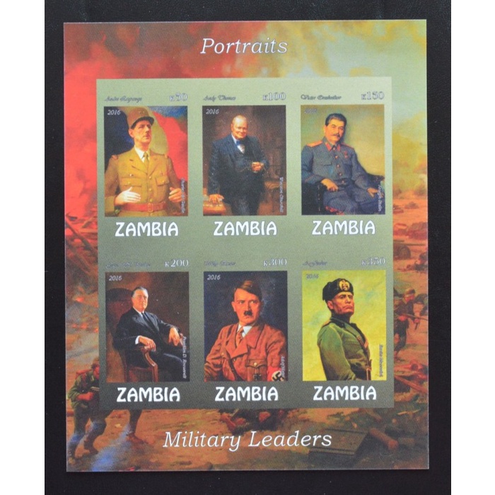 

✨NEW✨ - perangko 2016 ART PAINTING PORTRAITS WW2 MILITARY LEADERS imperf ms