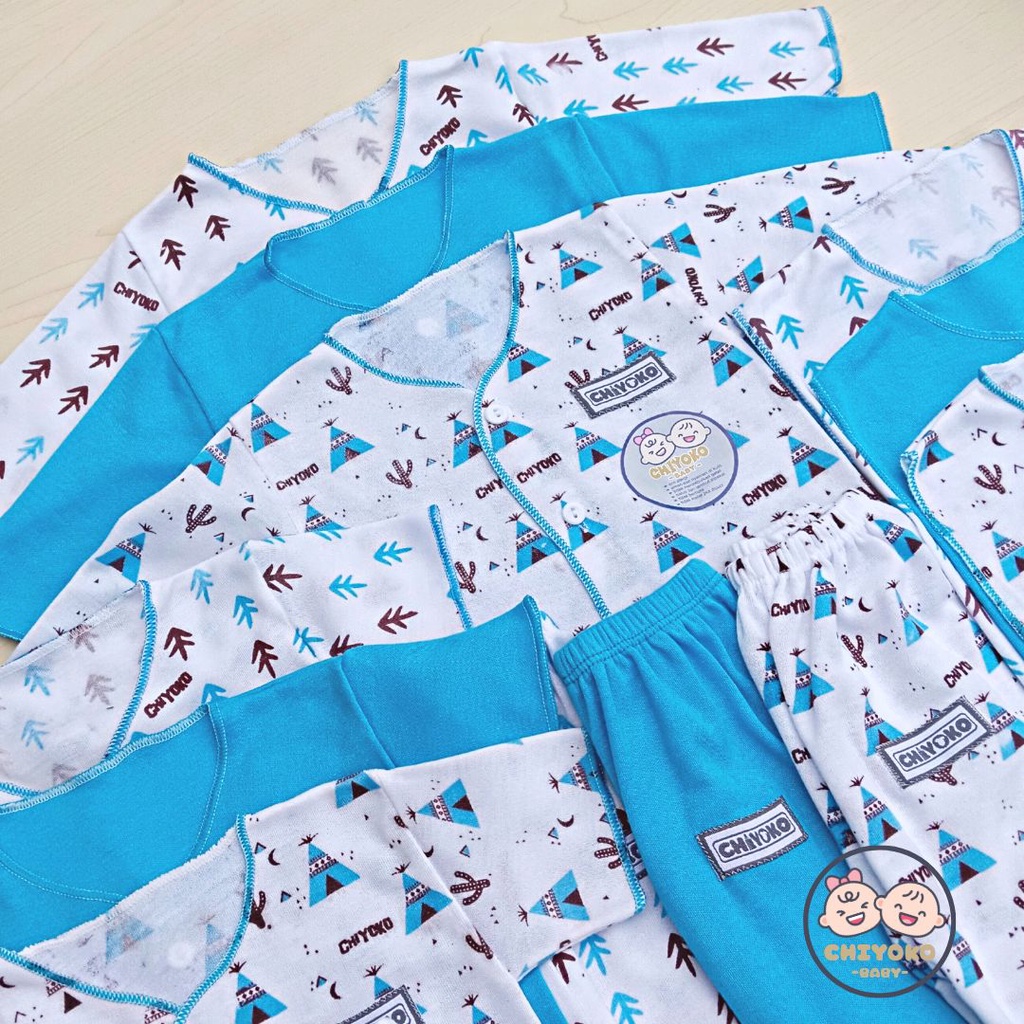 18 Pcs / 9 Stel Baju Bayi Celana Bayi Setelan Baju Bayi Baru Lahir SERIAN BIRU Chiyoko Baby