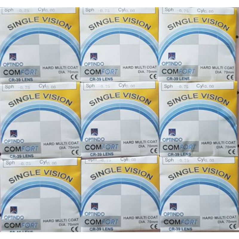 Lensa Kacamata CRMC/Single Vision Plano s/d -8.00, +0.25 s/d +4.00 Cyl -0.25 s/d Cyl -2.00