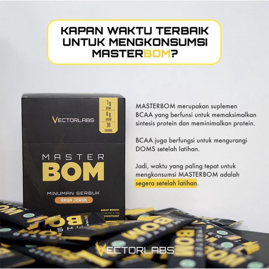 VECTORLABS MASTER BOM BCAA 30 SERV SERVING 30 SACHET 300 GR 300 GRAM MASTERBOM
