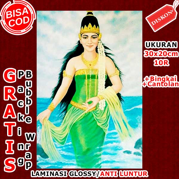 Hiasan Dinding Poster Kayu Lukisan Kanjeng Ratu Kidul Besar Mis-101 / Lukisan Ukuran Besar Nyi Roro 