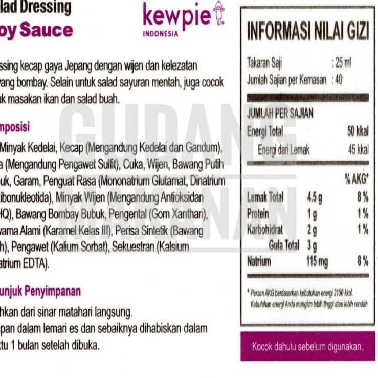 

[PRODUK IE8CF] Kewpie Salad Dressing Soy Sauce 1 Liter VJA
