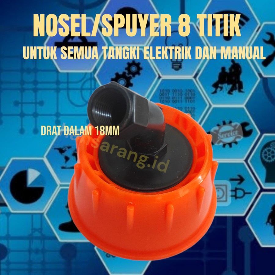 Nozzle Nozel Spuyer Lubang 8 Semprot Hama pompa tangki  Elektrik 16 liter