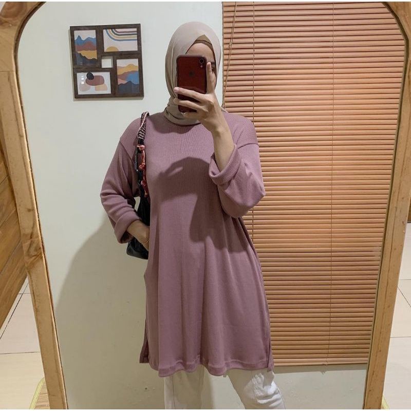 tunik rib premium model slit