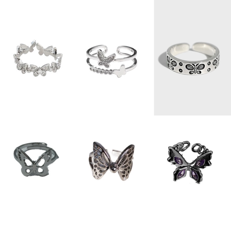 [Butterfly Series] Aksesoris Cincin Pembukaan Kupu-Kupu Harajuku Trend Kepribadian Mode Sederhana