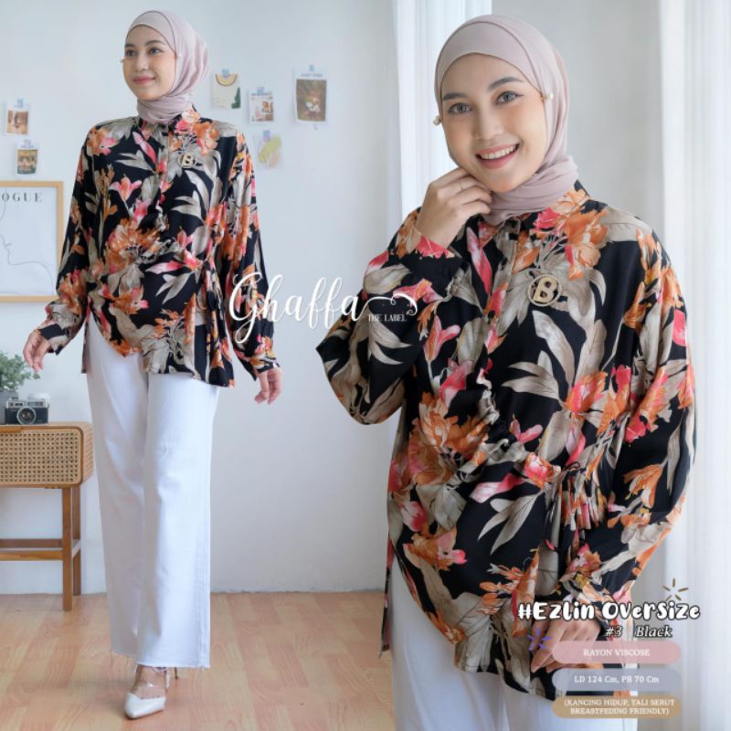EZLIN OVERSIZE #3 BY GHAFFA THE LABEL / OVERSIZE MOTIF WANITA MUSLIMAH / Blouse jumbo rayon adem