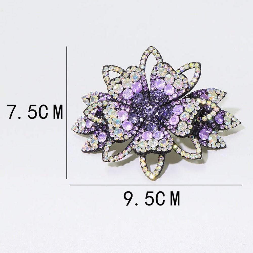 Mxbeauty Wanita Klip Rambut Elegan Berkilau Shiny Flower Headwear Ponytail Holder Berlian Imitasi Alloy Multi-Warna Klip Rambut Ekor Kuda