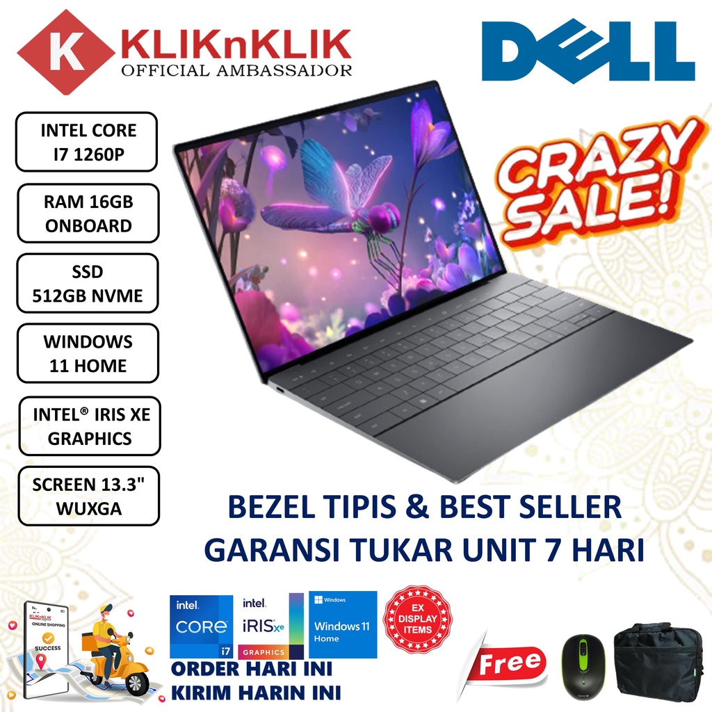 Laptop Slim Dell XPS 13 Plus 9320 Intel Core I7 1260P 16Gb 512GB 13.3 WUXGA Windows 11 Home Terlaris