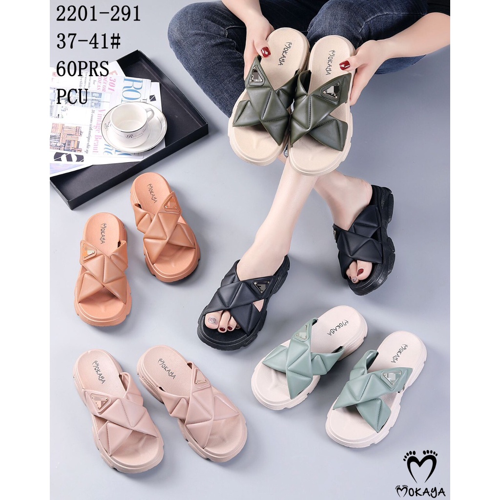 Sandal Slop Jelly Wanita Model Silang Mokaya Super Pretty Cantik Casual Trendy Import Mokaya / Size 37-41 (2201-191/2201-A)