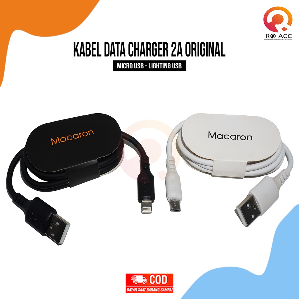 [RO ACC] KABEL DATA CHARGER MACARON REAL 2A MICRO USB / TYPE C / LIGHTING ORIGINAL