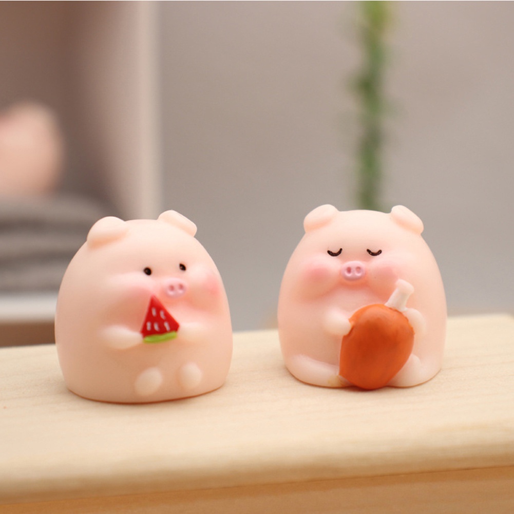 ღ Mini Cute Resin Babi Ornamen Mikro Lanskap Babi Kartun Boneka Piggy Resin Aksesoris Mobil Dekorasi Kue