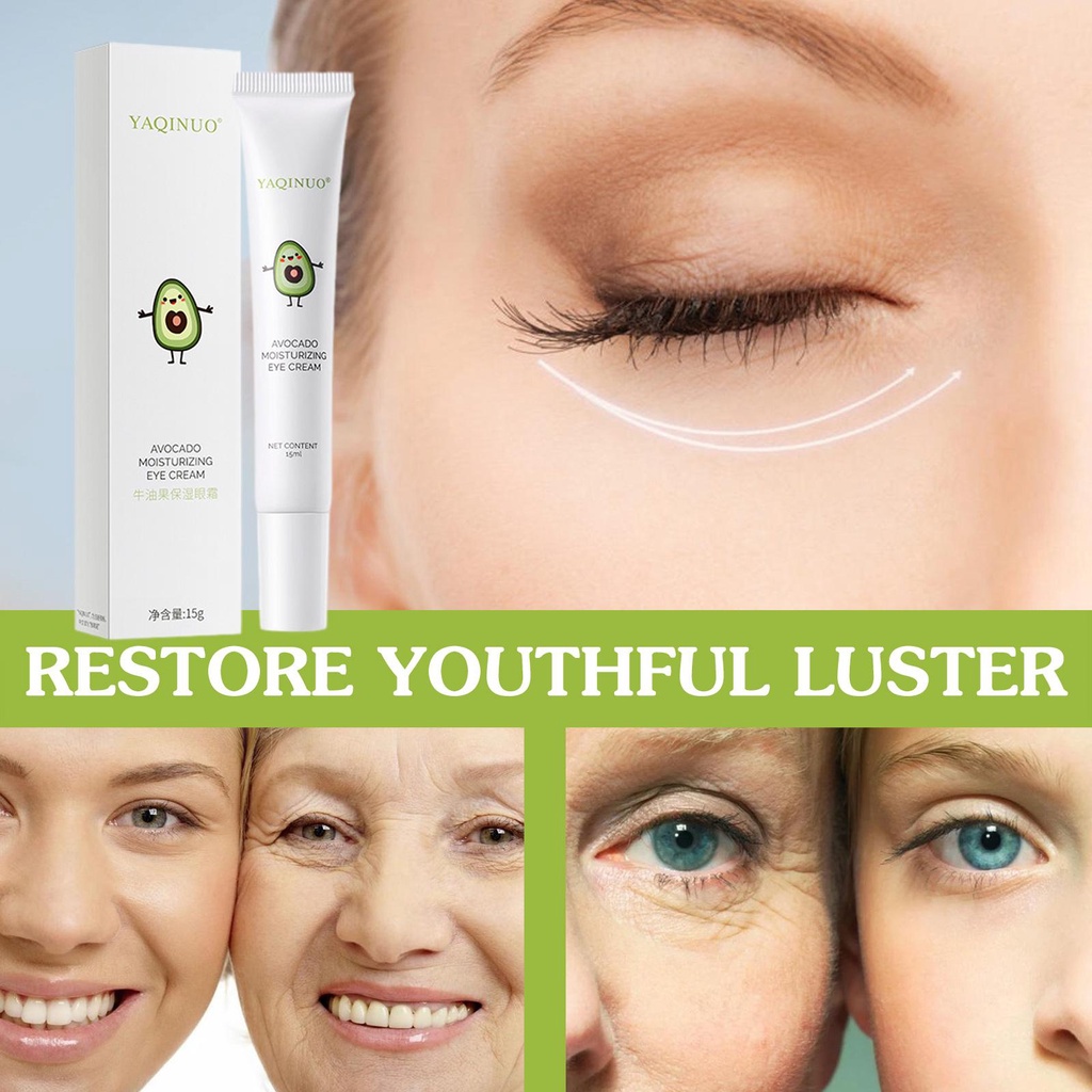 Avocado Eye Cream Elastic Moisturizing Eye Cream Remove Pouches Dark Circles Anti-Wrinkle Diminishing Eye Lines 10gr