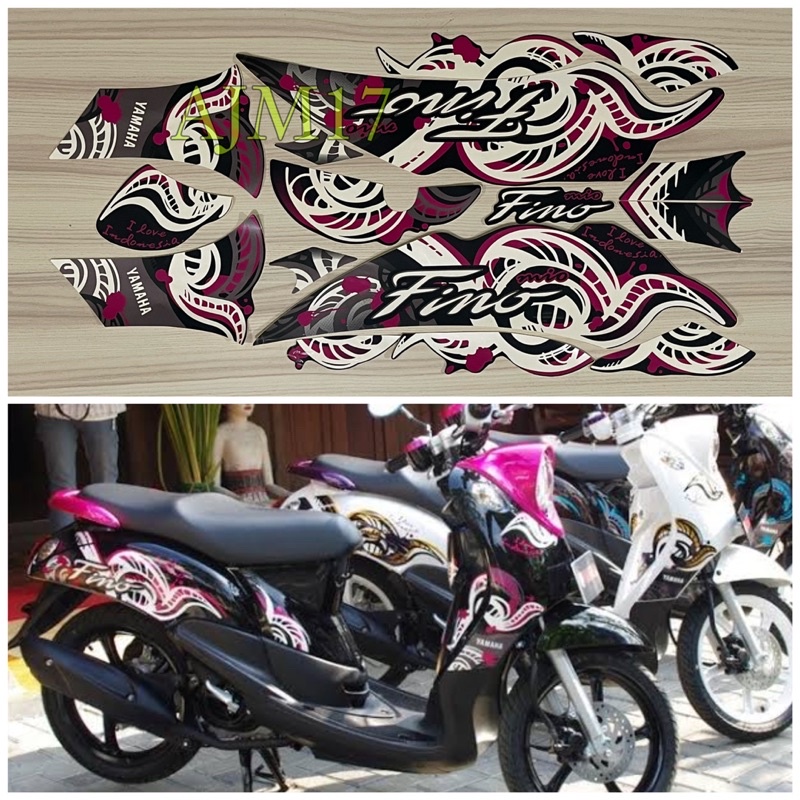 STIKER STRIPING FINO CARBU HITAM LIS UNGU EDISI LOVE INDONESIA