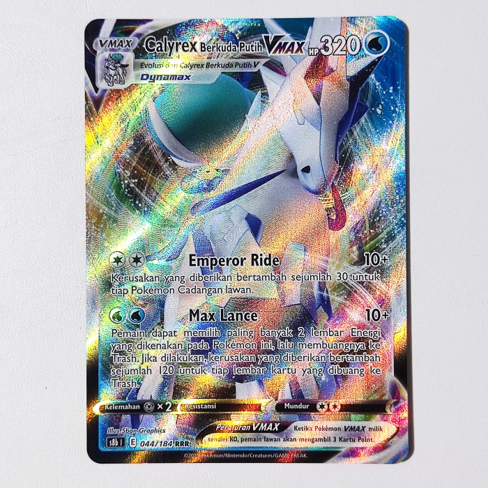 Kartu Calyrex Berkuda Putih Vmax Rrr 044/184 S8B - Kartu Pokemon Indonesia