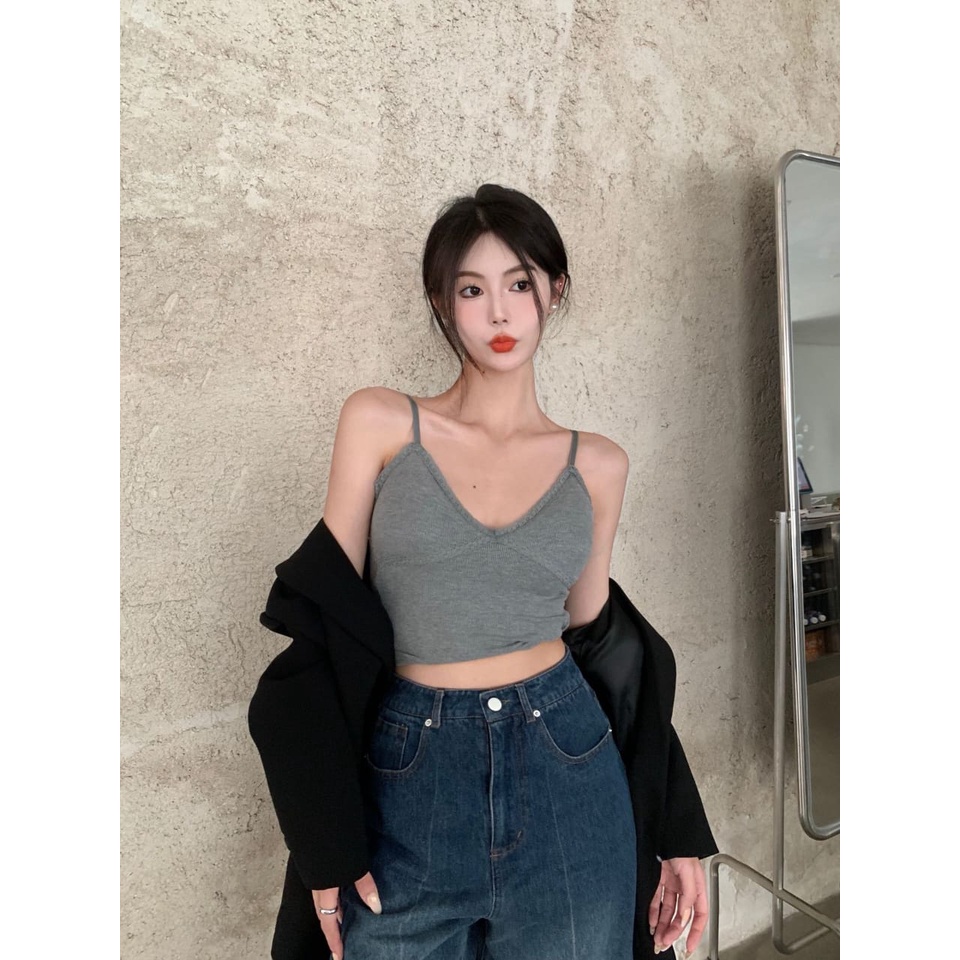 Victoria Tanktop Bra V-Neck Korean Look Kamisol Wanita Import 1128
