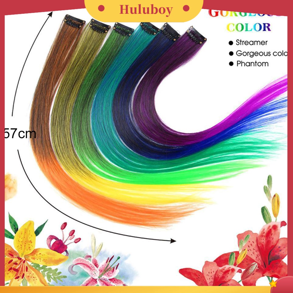 Wig Rambut Extension Model Panjang Tahan Panas Warna-Warni Untuk Wanita