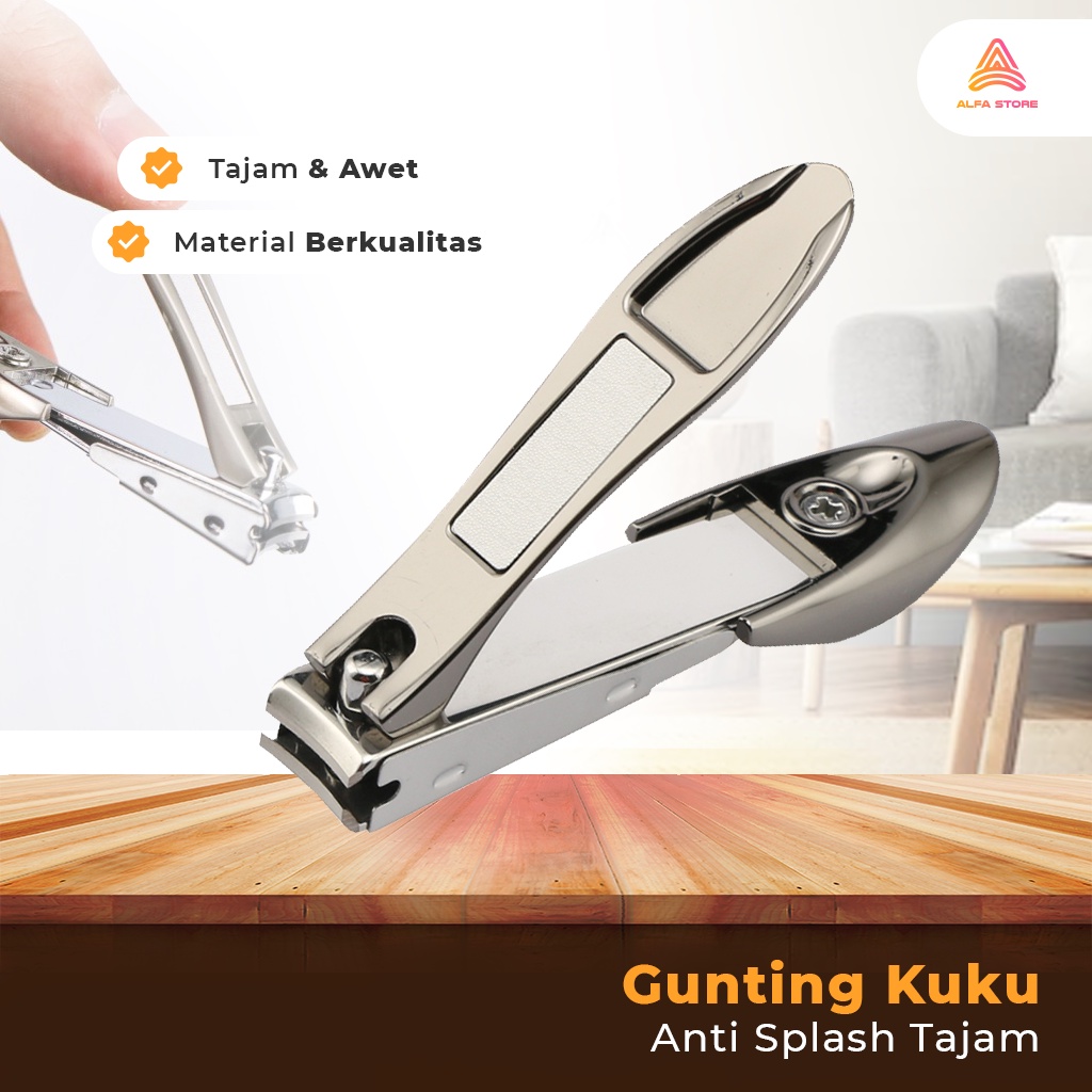 Gunting Kuku Bahan Stainless Steel Anti Splash Pemotong Kikir Kuku