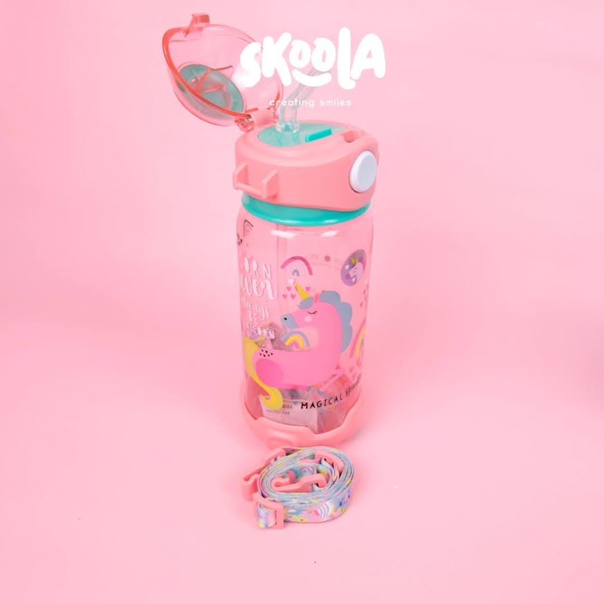 Skoola Botol Tempat Air Minum 500 ml dan Tas Anak Perempuan Laki - Laki Unicorn Cat Dino Bola - Wabo Spritz