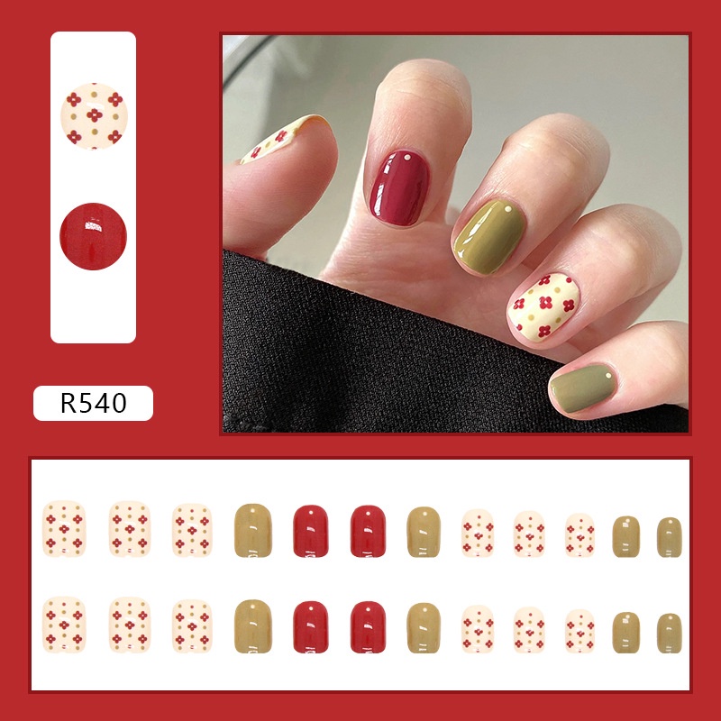Koleksi Nail Art Tips Kuku Palsu Merah Imlek Kuku Palsu