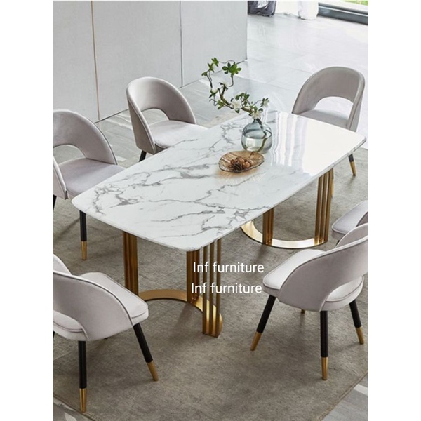 meja makan stainles gold marmer meja makan top marmer