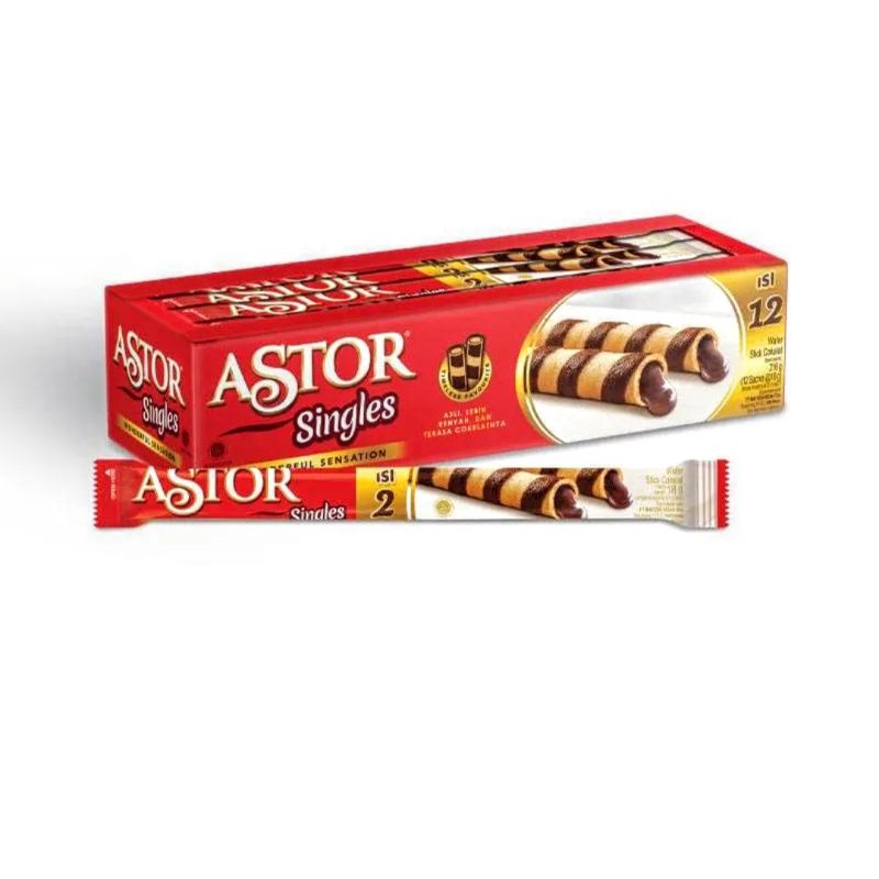 

ASTOR Singles Wonderful Sensation Wafer Stick Coklat 18gr - 1Box isi 12Pcs