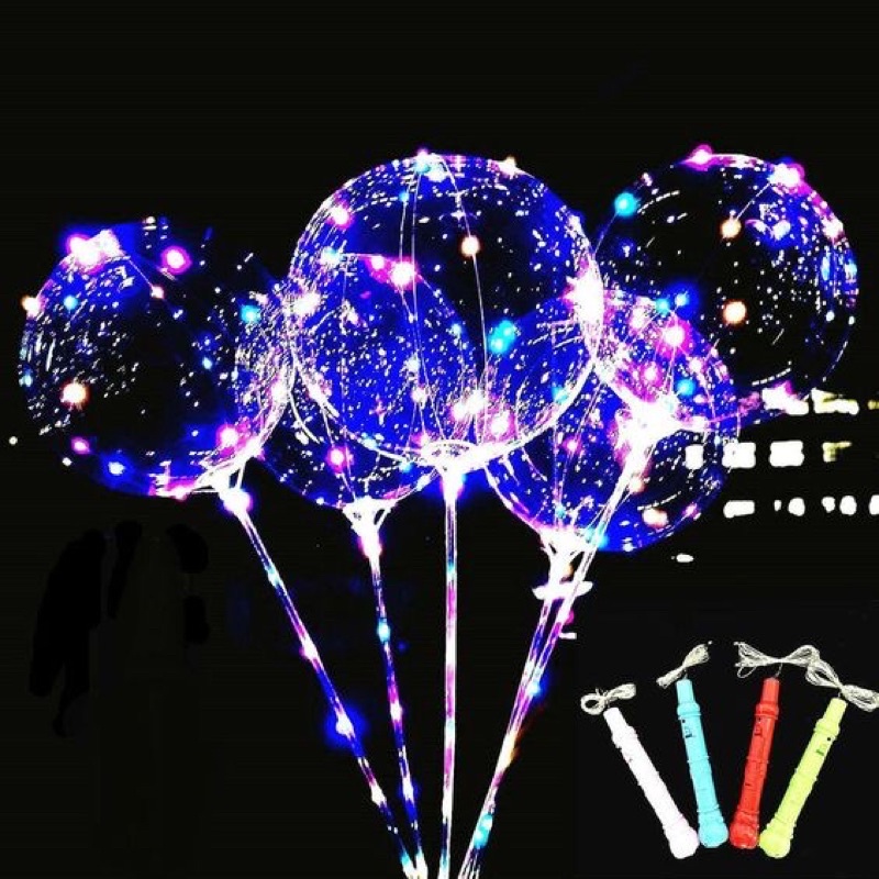 ASEMKAJKT - Balon Lampu LED Gagang Warna Warni Rainbow