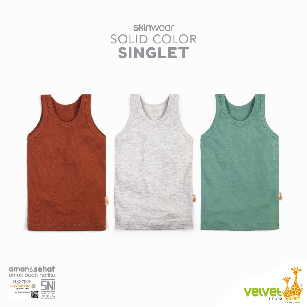 Velvet Junior Singlet Print - SkinWear Printed Singlet - Kaos Dalam Motif Anak - 1 pcs