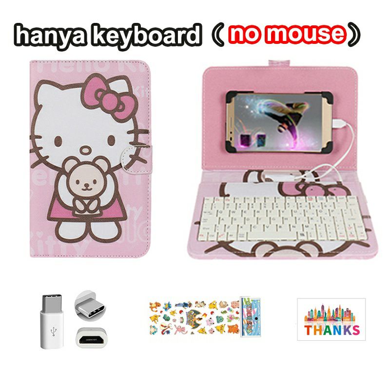 Keyboard Wired/Flip Case Keyboard HP Android/Keyboard Karakter Lucu Flip Holster Case