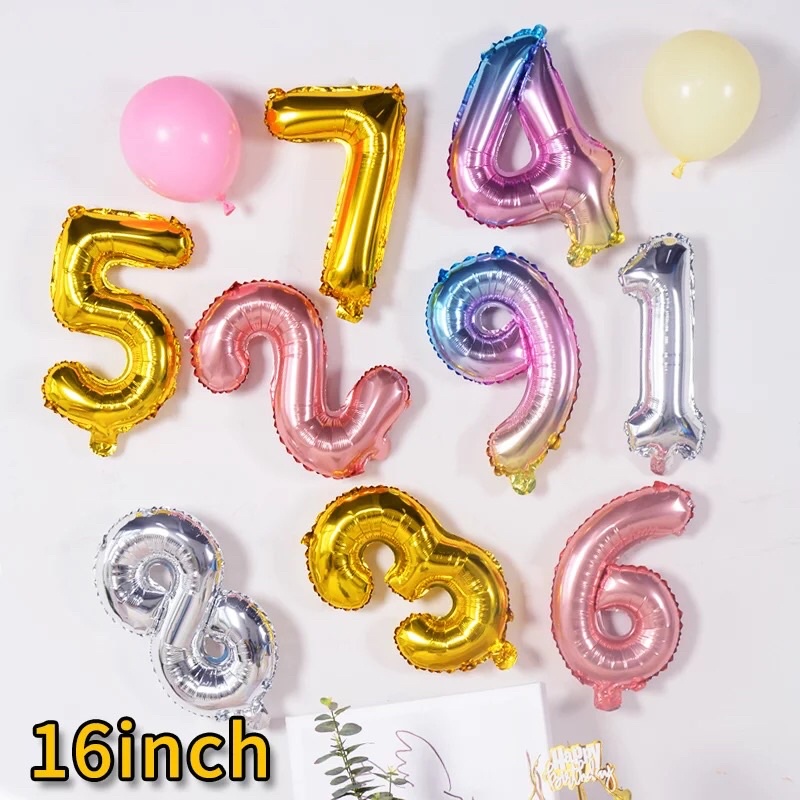 Balon Foil Angka 16inc/40cm balon pesta ulang tahun balon angka