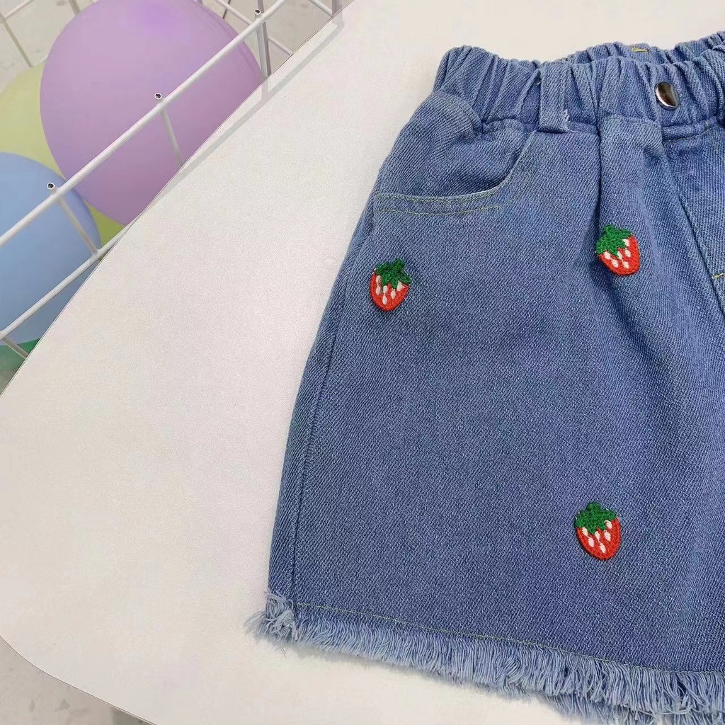 【Happy Baby】0-5Tahun DK001Celana jeans anak perempuan pinggang karet love fashion anak import