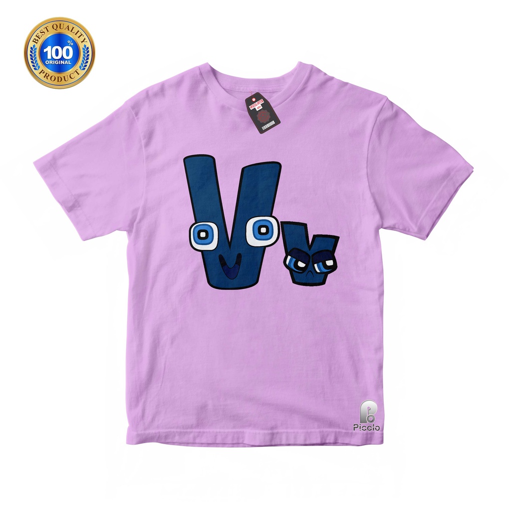 BAJU ANAK KAOS ATASAN ANAK HURUF V ALPHABET LORE UNISEX Bahan COTTUN (FREE NAMA)