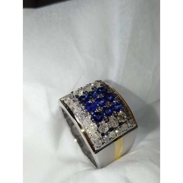 ready cincin perak blue safir dan berlian Eropa putih