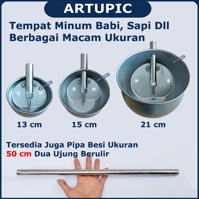 Tempat Minum Babi KECIL Piglet Nipple Nipel Nepel Mangkok Minum Anak Babi Stainless Steel Drinking Bowl Artupic