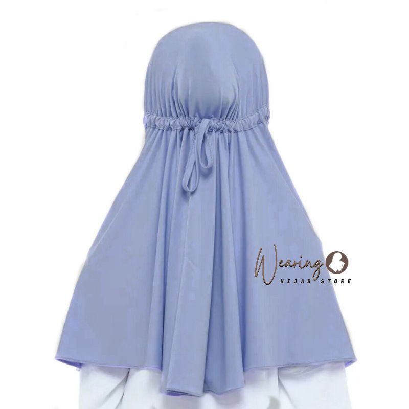 HIJAB ANAK SEKOLAH SERUT BELAKANG / JILBAB TALI SERUT ANAK /BERGO SERUT ANAK JERSEY (SD)