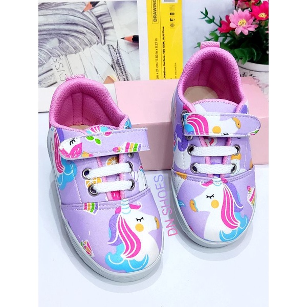 Sneakers Anak Perempuan Karakter Uniqorn Ungu Cute