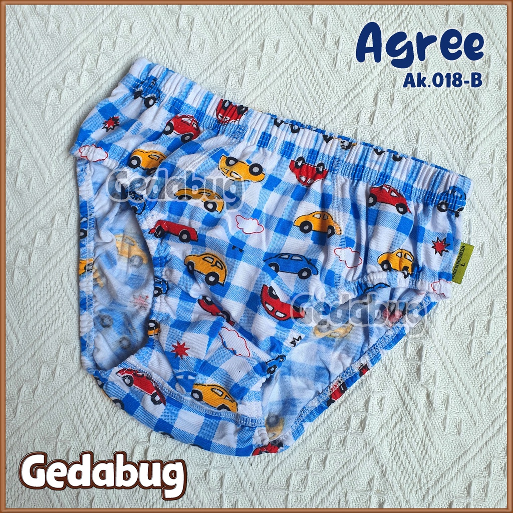 3 Pcs - Celana dalam anak Agree AK 018-A Print Warna | CD Anak Agree Kids Motif Boys | Gedabug