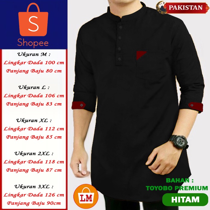 Baju Koko Pria Muslim QURTA PAKISTAN TOYOBO Premium JUMBO BIG SIZE Ukuran M-XXXL / 23448 23450 23452 23454 23457