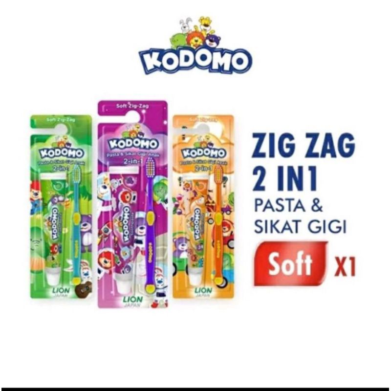 Kodomo zig zag 2 in 1 sikat gigi+odol anak