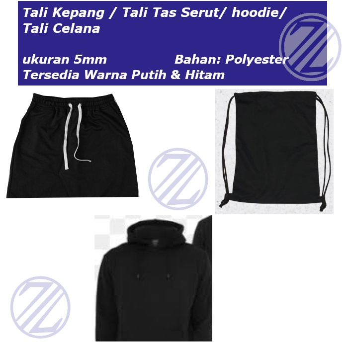 Tali Kepang / Tali Tas Serut / hoodie / Tali Celana  / Tali Kolor Ukuran 5mm